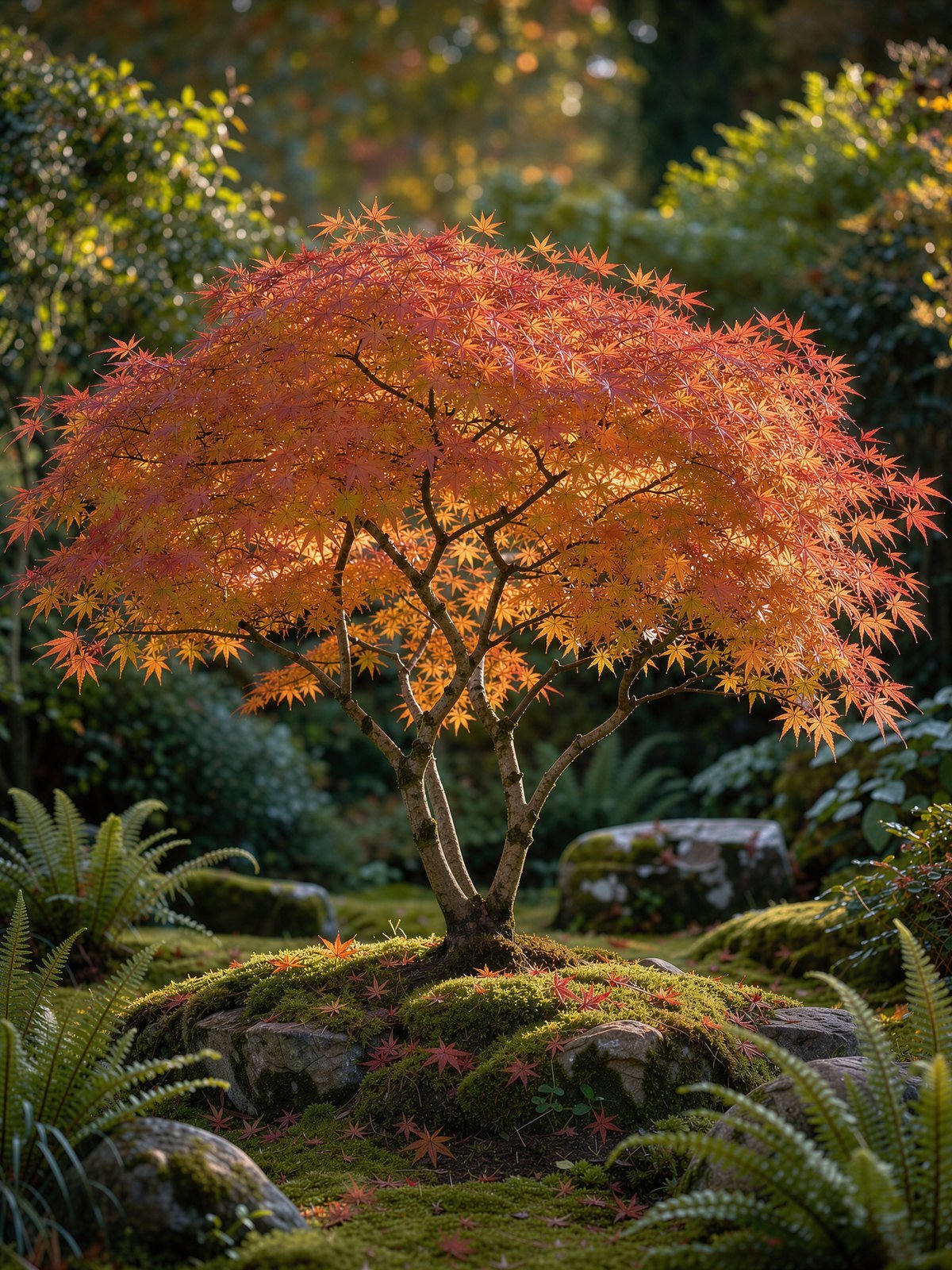 Japanse esdoorn (Acer palmatum) in een tuin