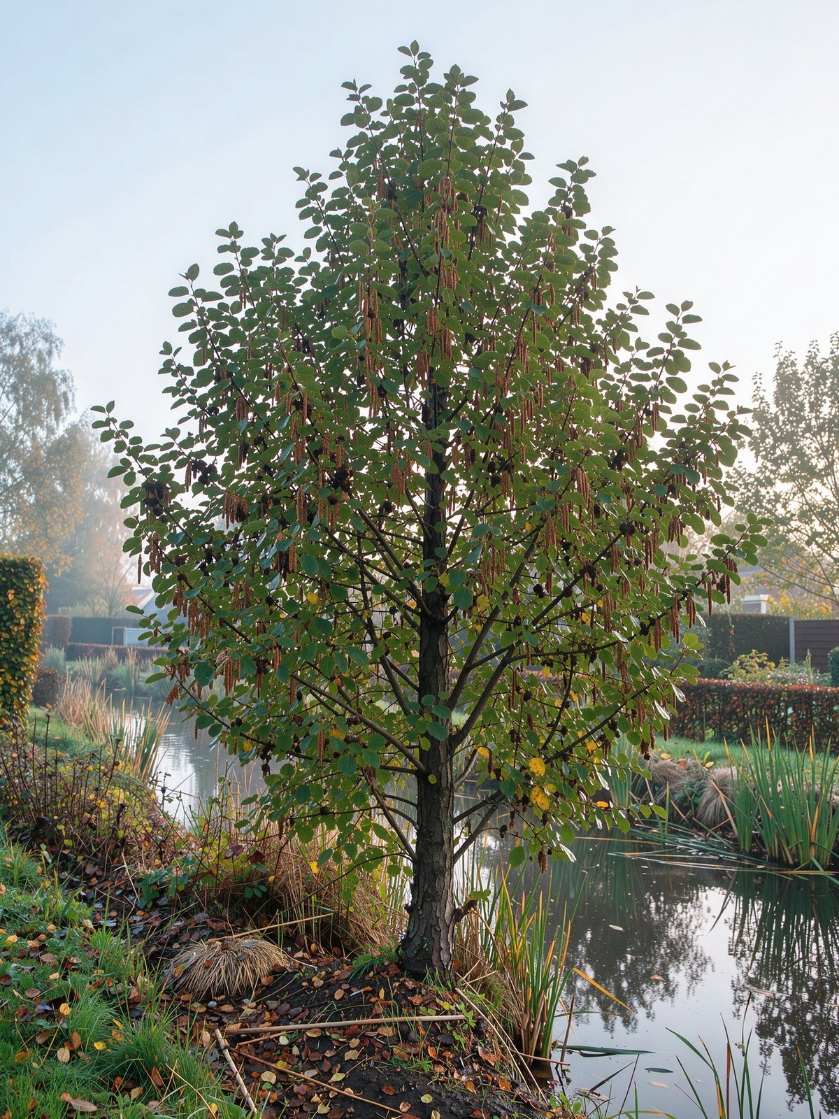 Zwarte els (Alnus glutinosa) in een tuin
