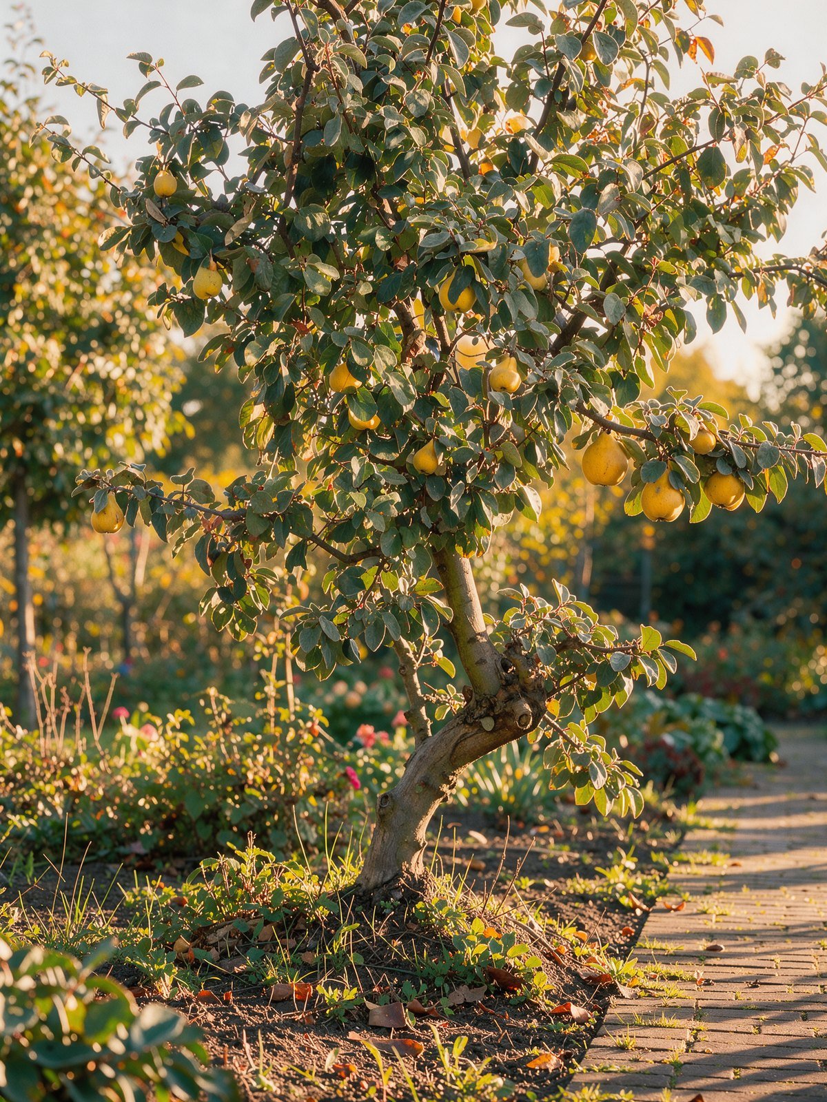Kweepeer 'Vranja' (Cydonia oblonga 'Vranja') in een tuin
