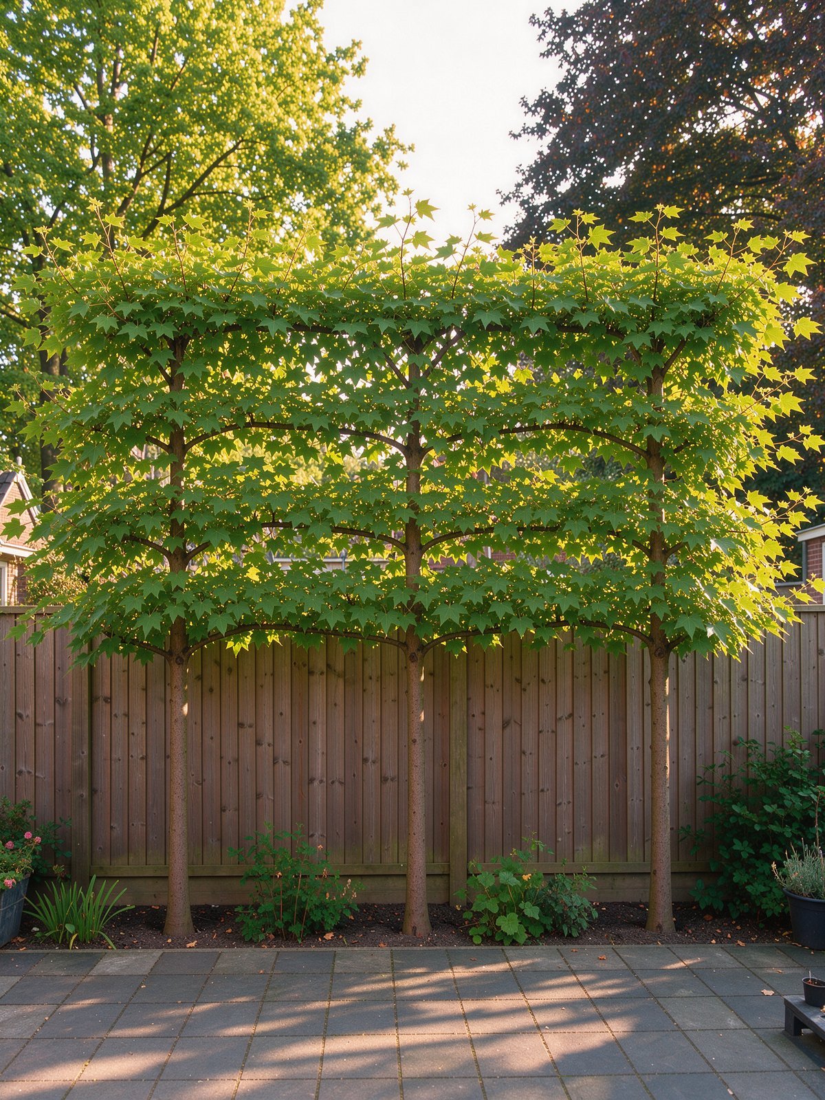 Amerikaanse amberboom (Liquidambar styraciflua) in een tuin