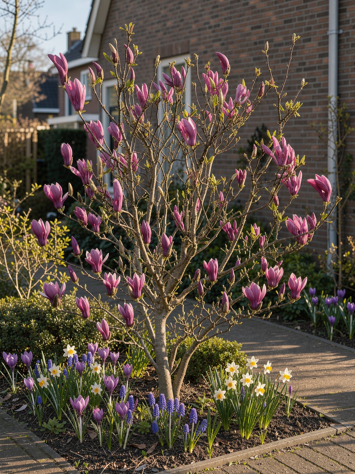 Magnolia 'Susan' (Magnolia 'Susan') in een tuin