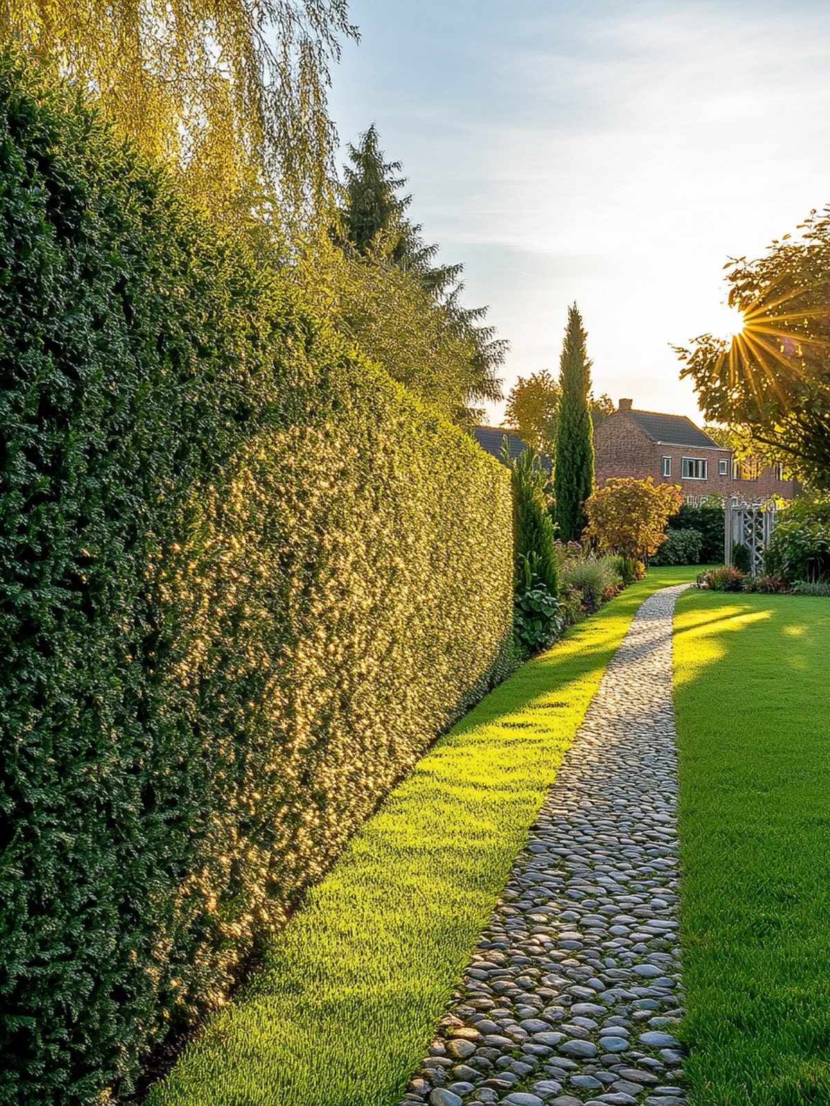 Thuja Smaragd haag — rechte groenblijvende kegels in een Belgische voortuin