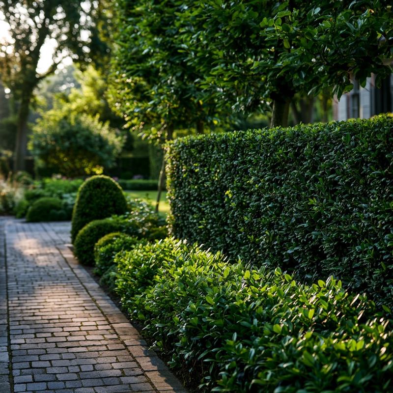 Formele haag in een Belgische tuin