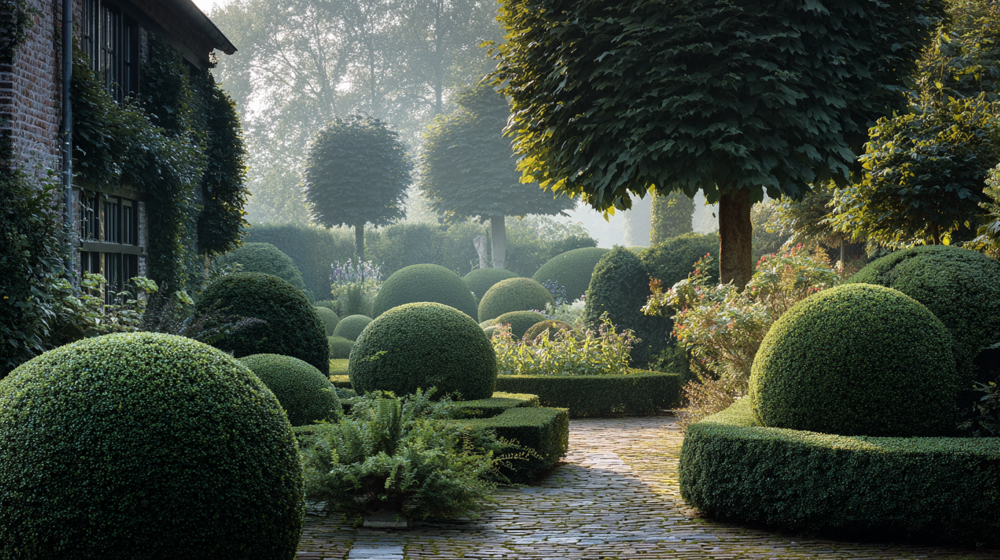 Klassieke Vlaamse tuin in Wirtz-traditie met geknipte buxus en taxus