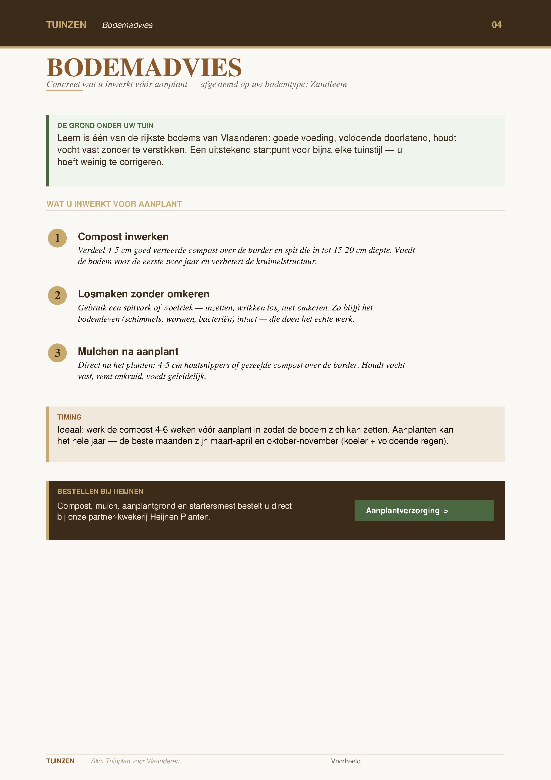 Bodemadvies met drie concrete inwerk-stappen en timing per bodemtype