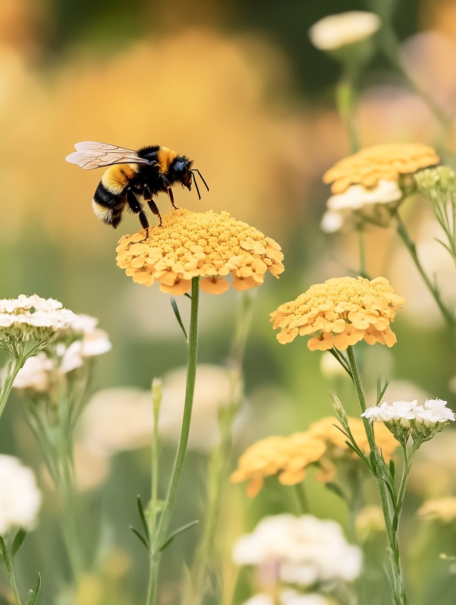 Achillea Moonshine — zilvergele schermbloemen in een bijvriendelijke border