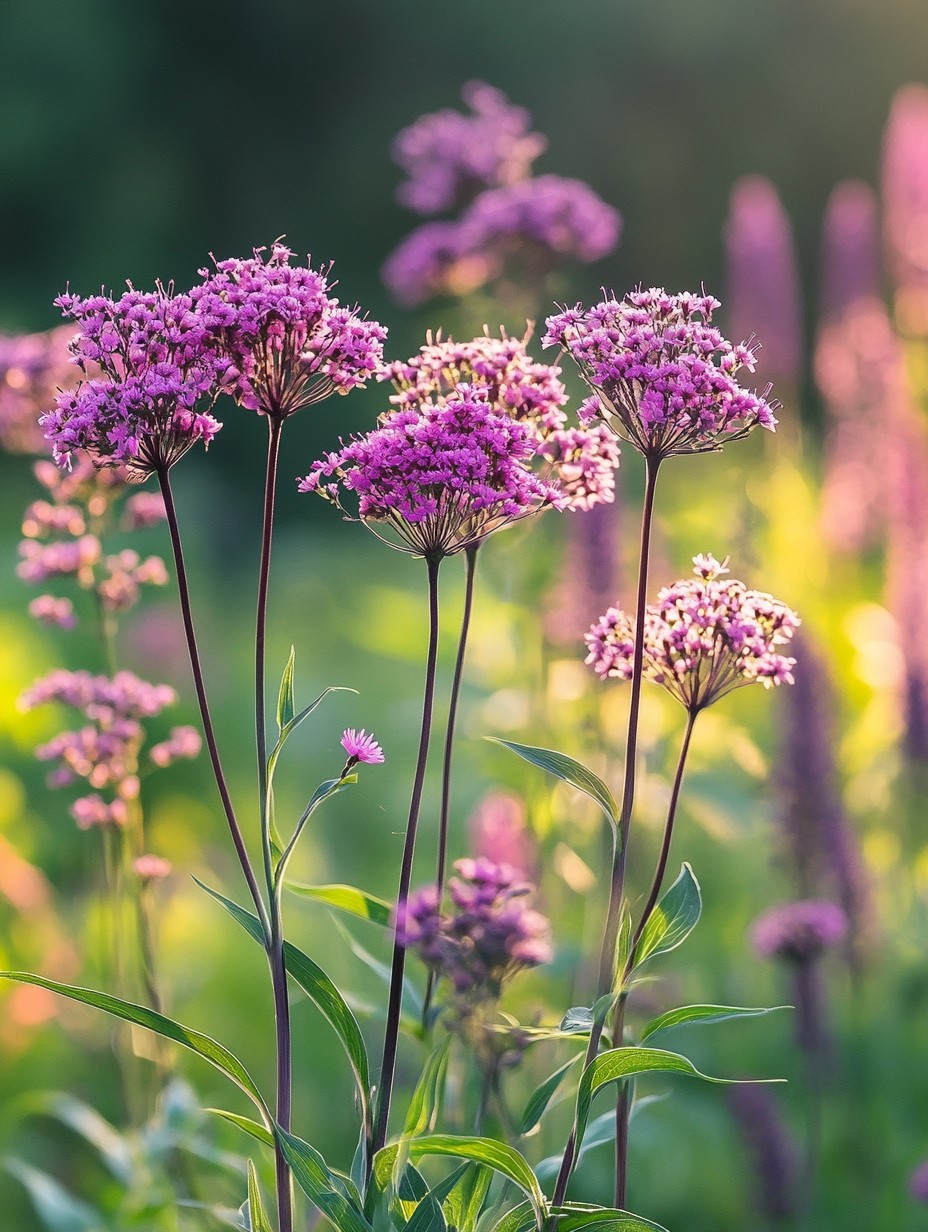 Eupatorium maculatum — roze schermen op 200 cm met dagpauwogen