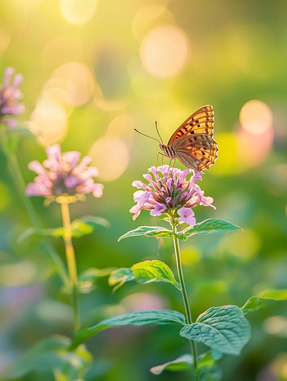 Monarda — rode kransbloemen vol bijen en hommels in zomertuin