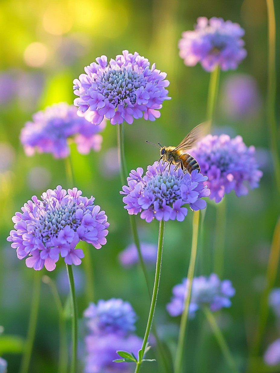 Scabiosa columbaria Butterfly Blue — lavendelblauwe speldenkussens vol vlinders