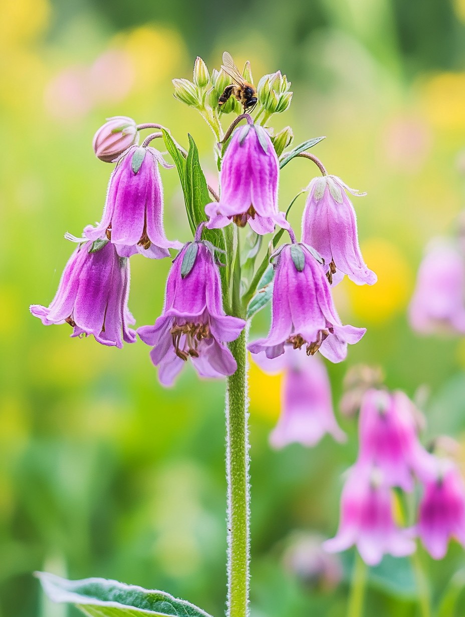 Symphytum officinale — klokjes-bloei in roze paars en wit vol hommels
