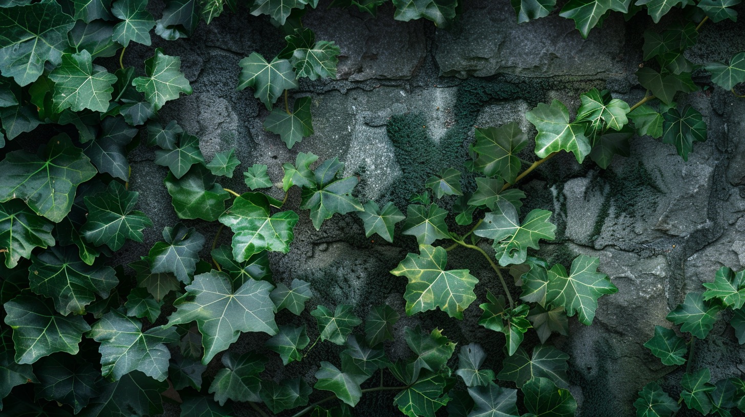 Hedera helix — klimop wandbedekker in klassieke Vlaamse tuin