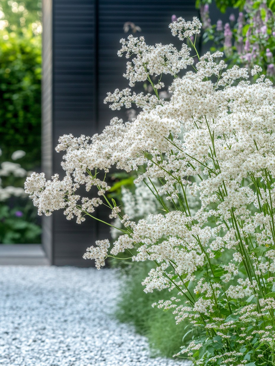 Thalictrum Elin — paarse wolkjes-bloei op 220 cm tegen avondhemel
