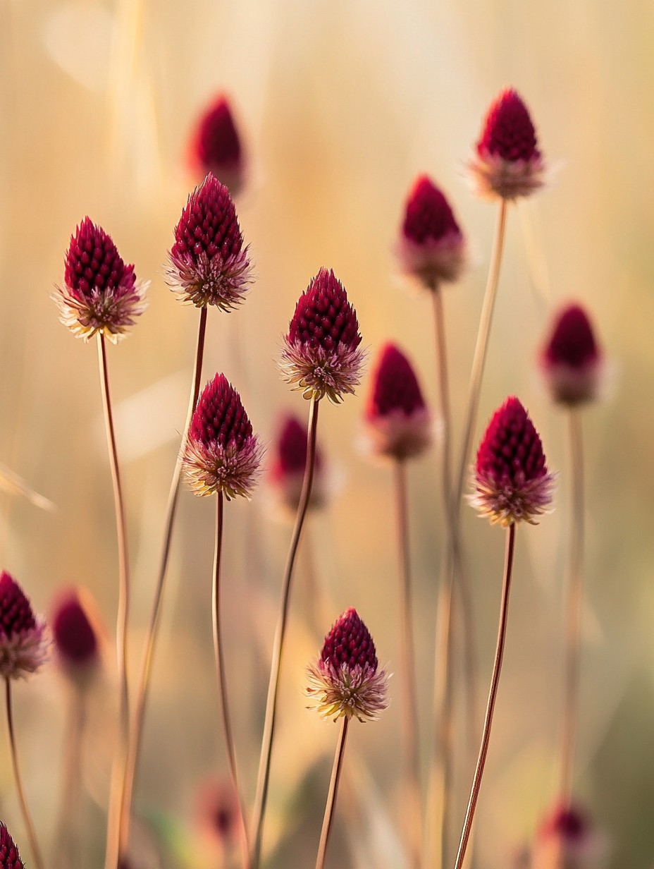 Sanguisorba officinalis Red Thunder — donkerrode knikkende bolletjes in een prairie-border